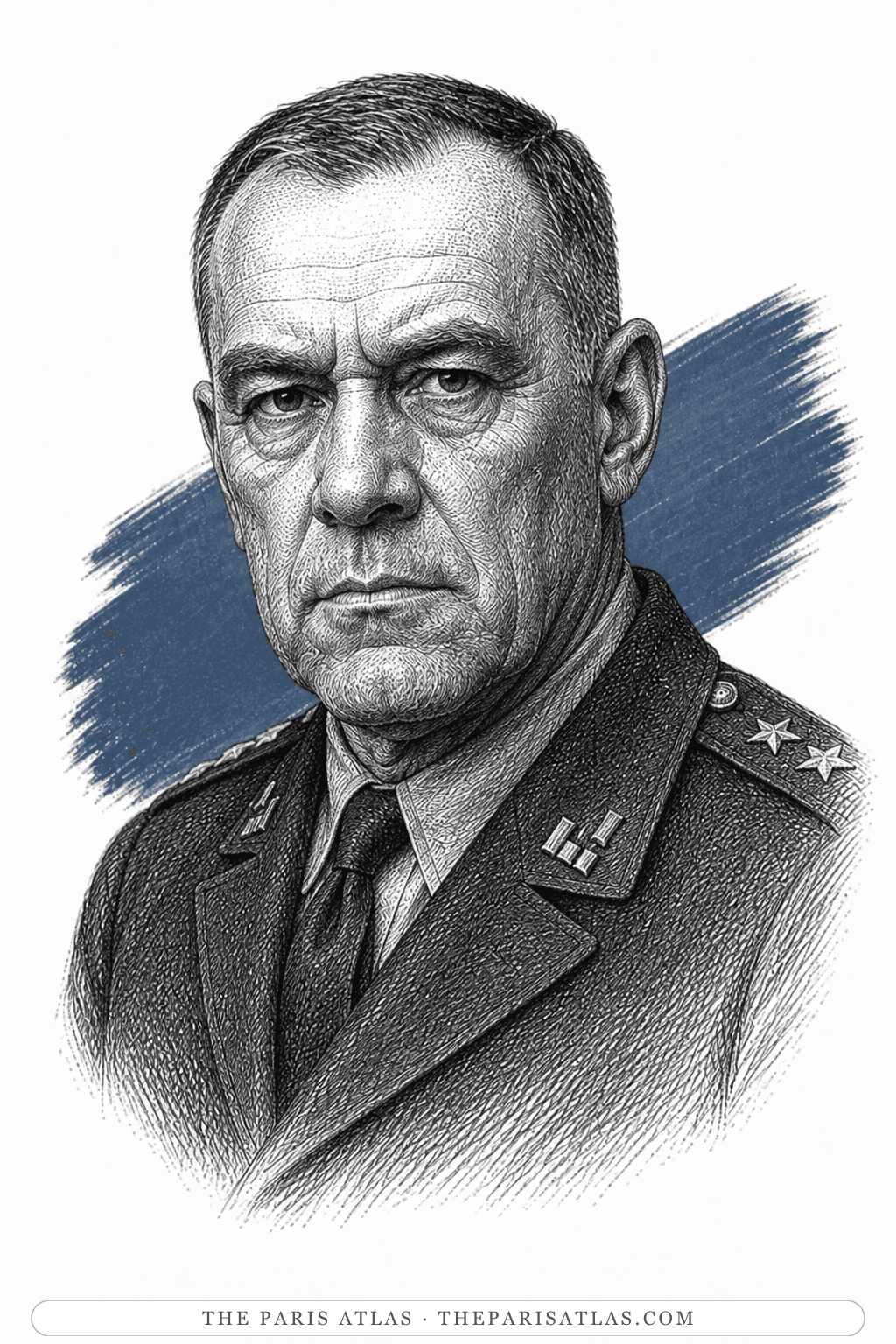 Illustrated portrait of General Dewey Haik