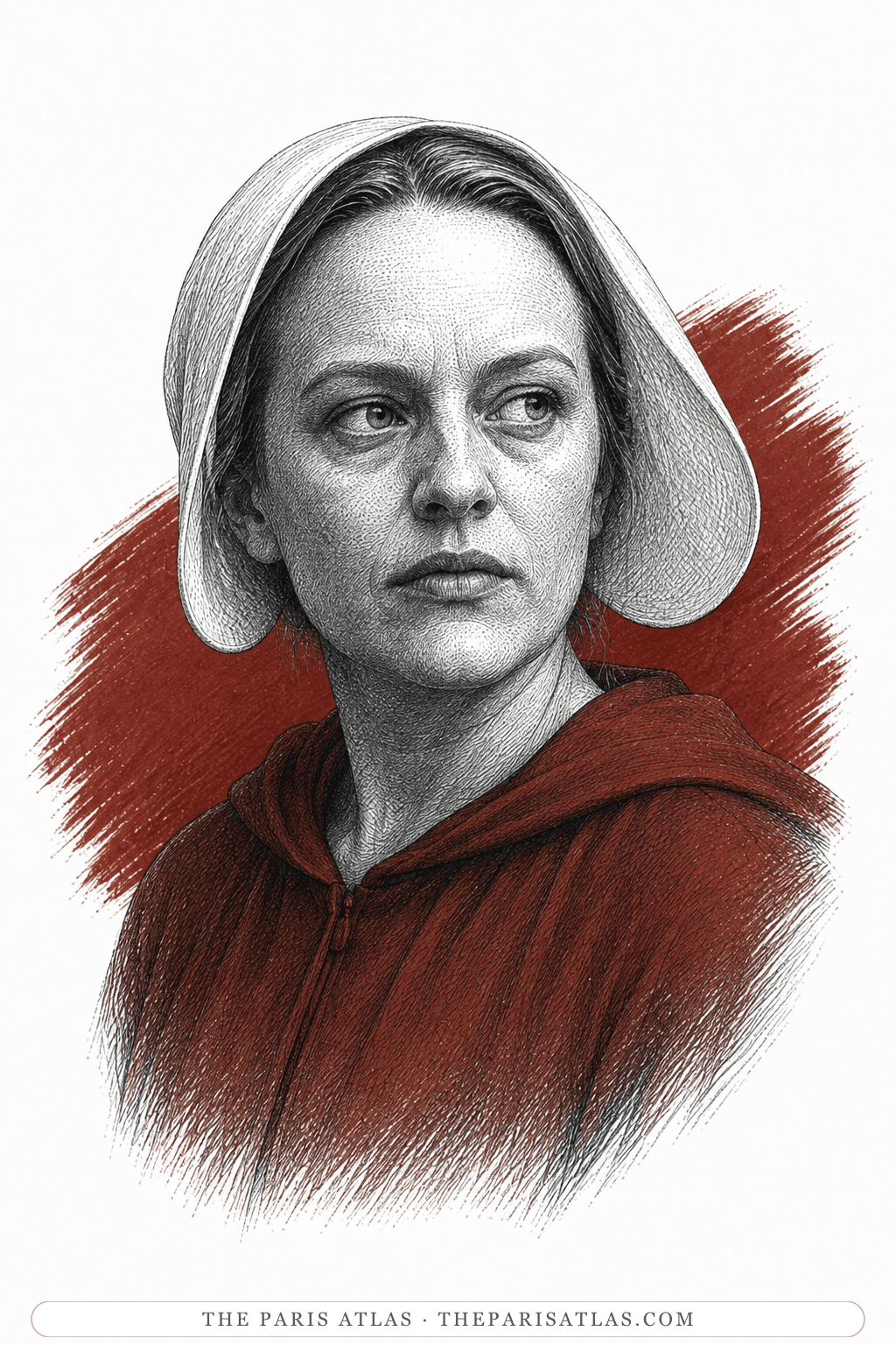 Illustrated portrait of Offred