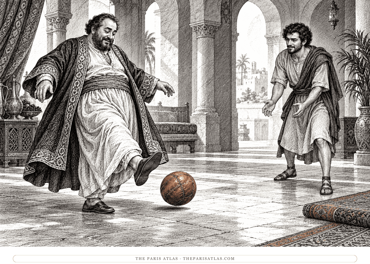 Zadig encourages Ogul to kick a leather-covered ball as part of his practical cure.