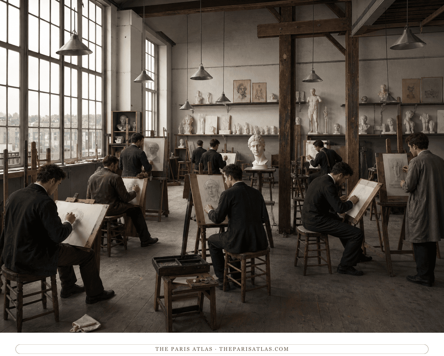 Anonymous students drawing plaster casts in Atelier Cormon circa 1886