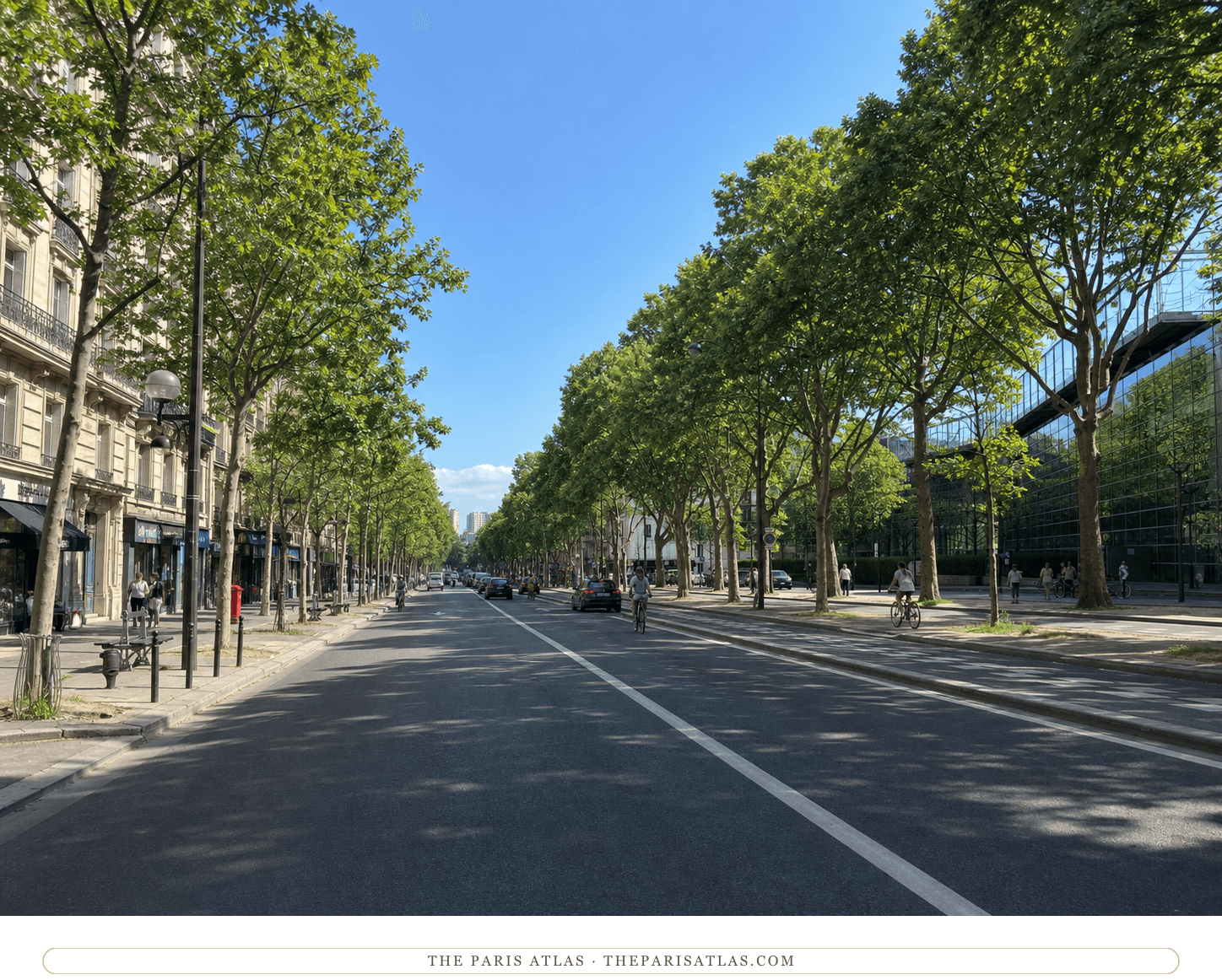 Long present-day view of Boulevard de Port-Royal near the Observatoire junction