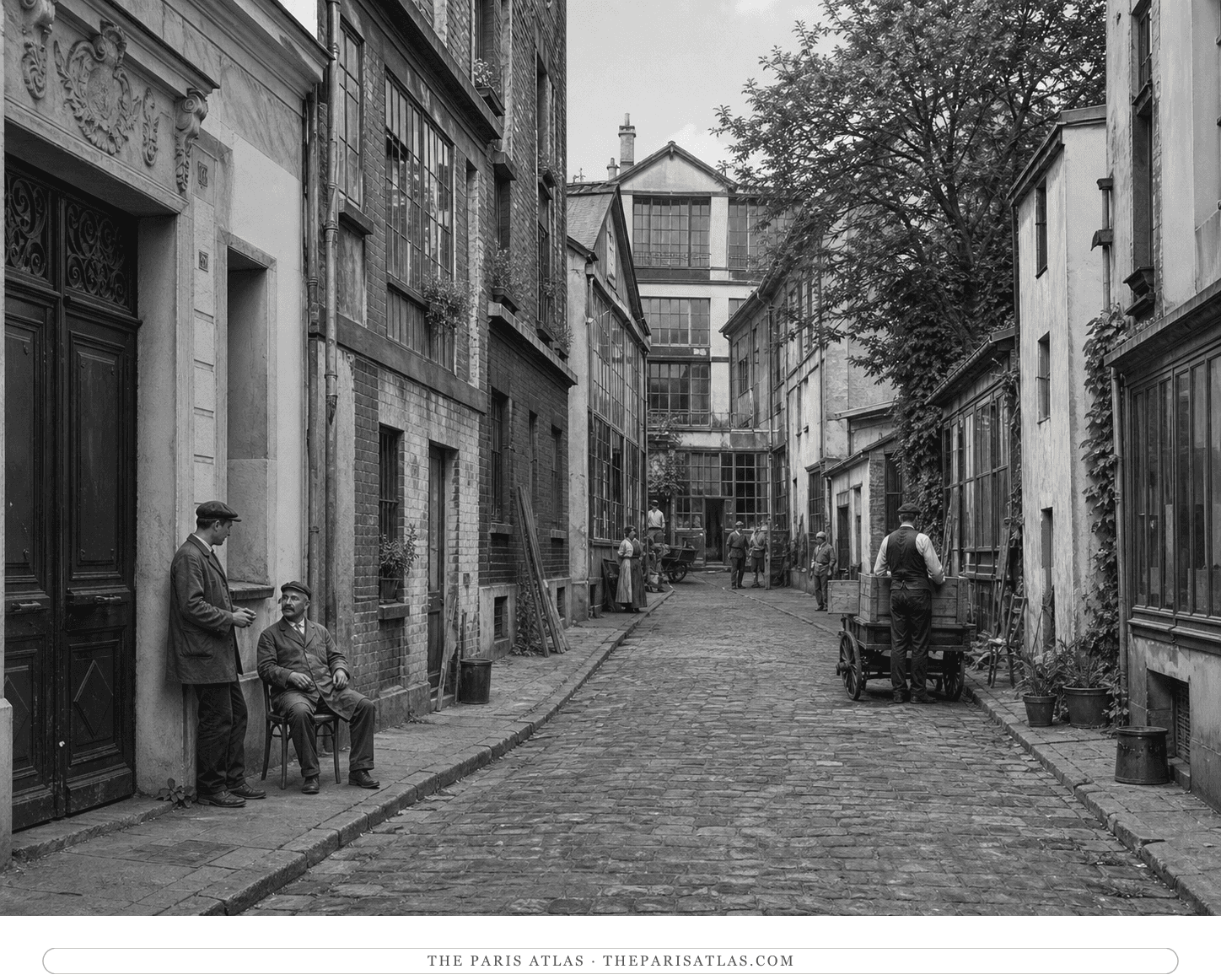 Black-and-white reconstruction of the Cité Falguière studio colony around 1916
