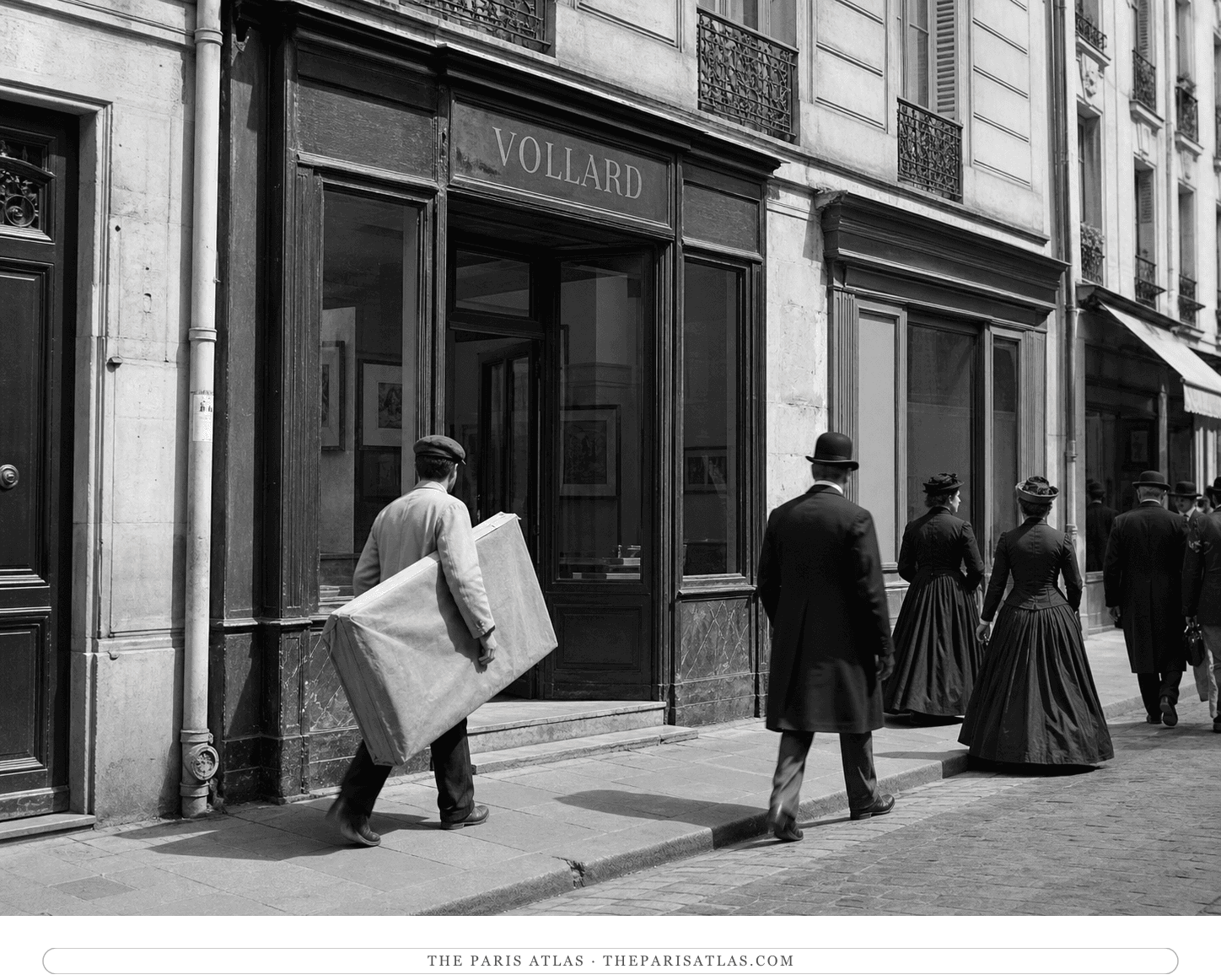 Black-and-white reconstruction of Ambroise Vollard's gallery entrance around 1896