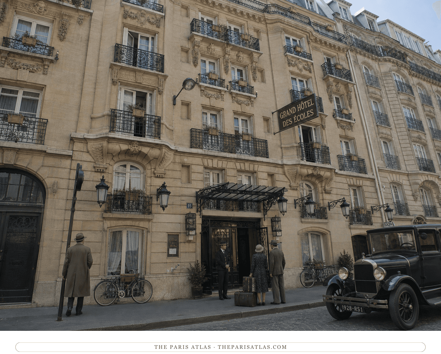 Natural-color reconstruction of the Grand Hôtel des Écoles circa 1930