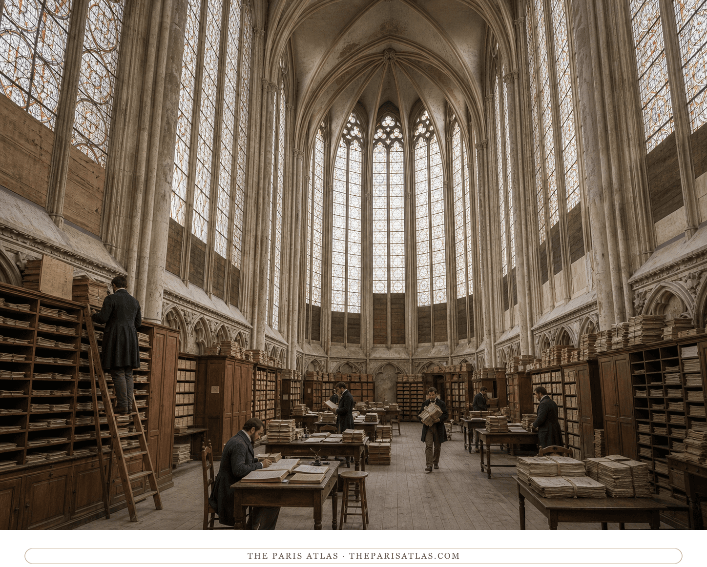 Color interpretive reconstruction of the upper Sainte-Chapelle used as a judicial archive depot around 1830