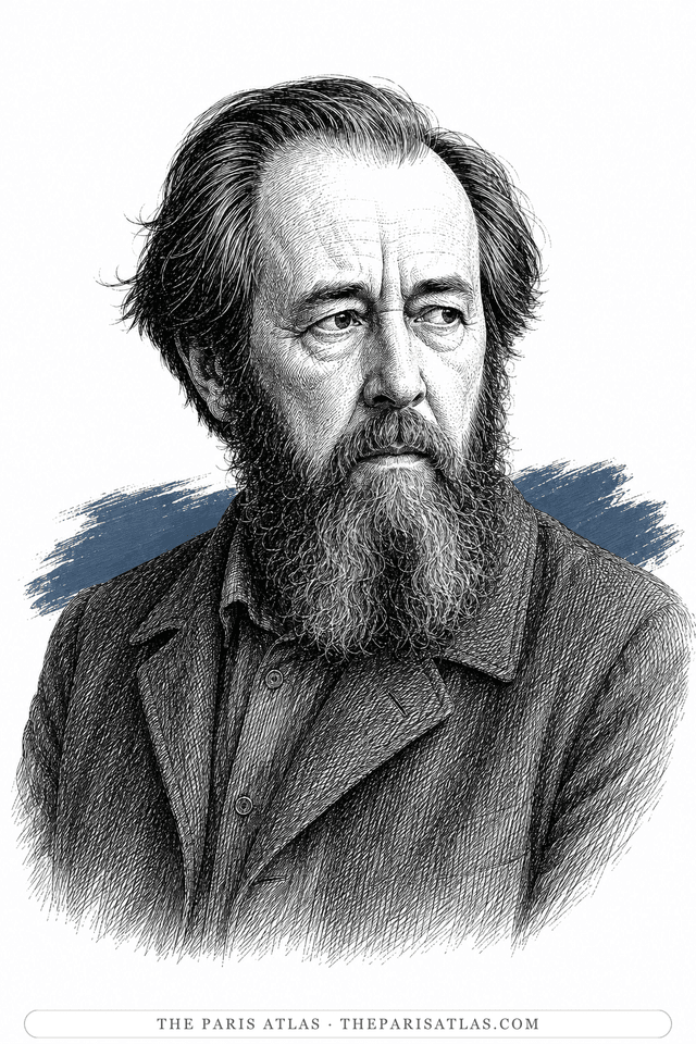 Illustrated portrait of Aleksandr Solzhenitsyn