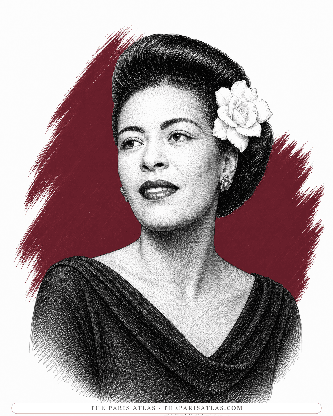 Illustrated portrait of Billie Holiday