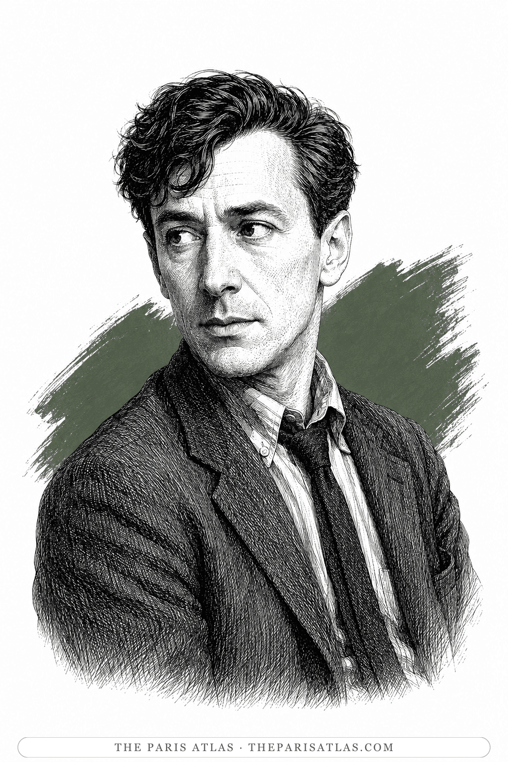 Illustrated portrait of Brion Gysin
