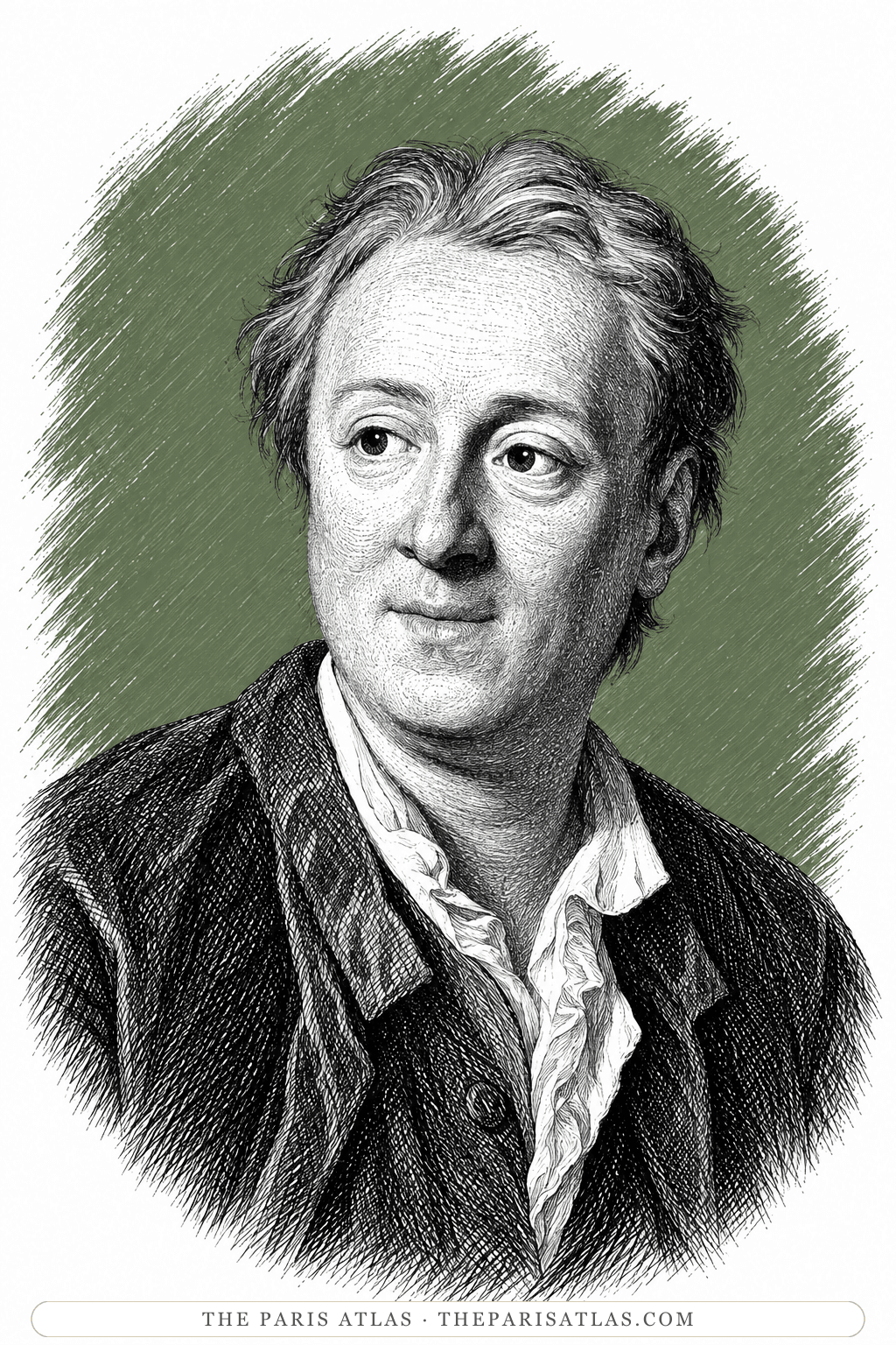 Illustrated portrait of Denis Diderot