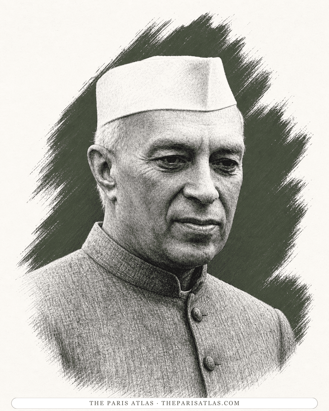 Illustrated portrait of Jawaharlal Nehru