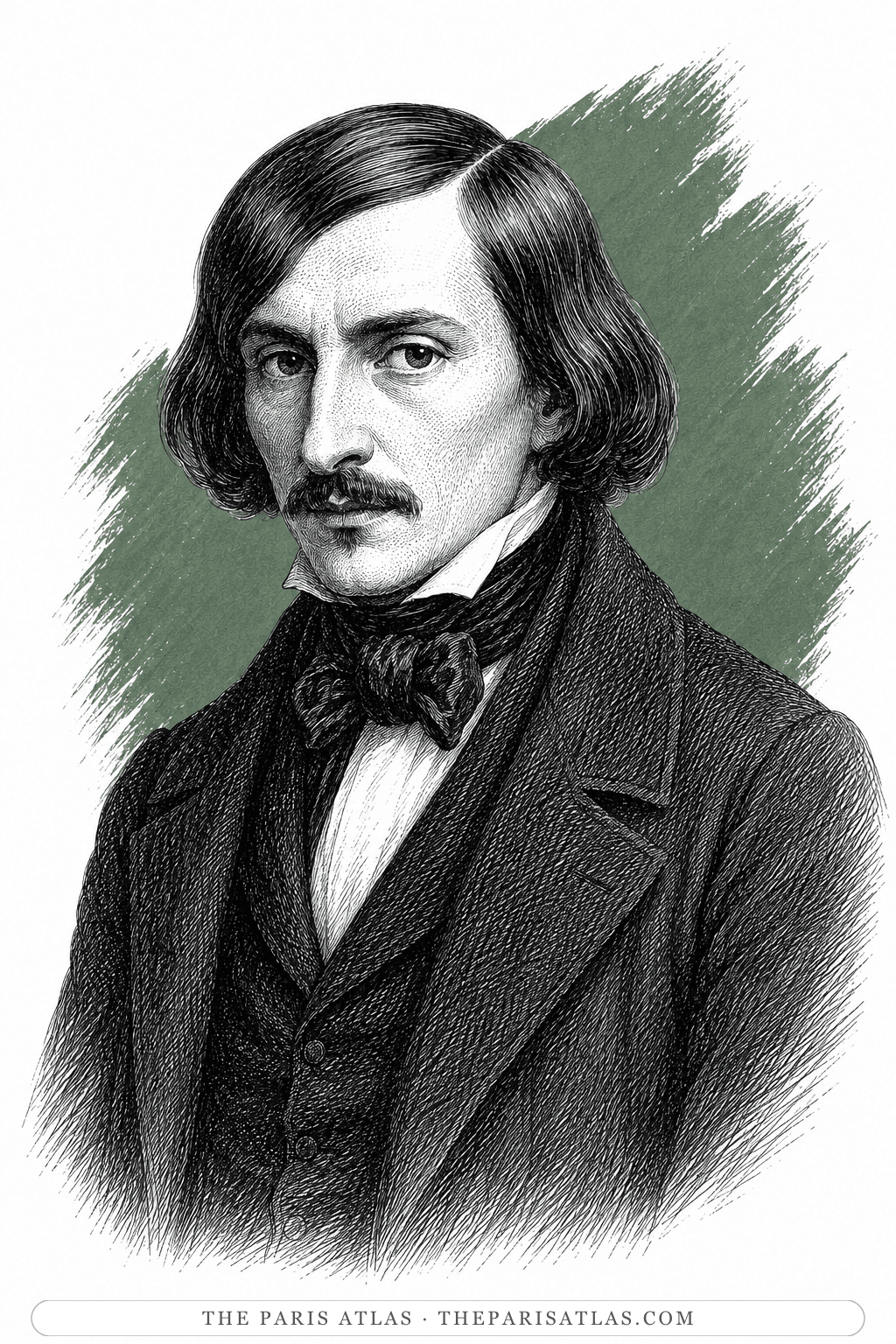 Illustrated portrait of Nikolai Gogol
