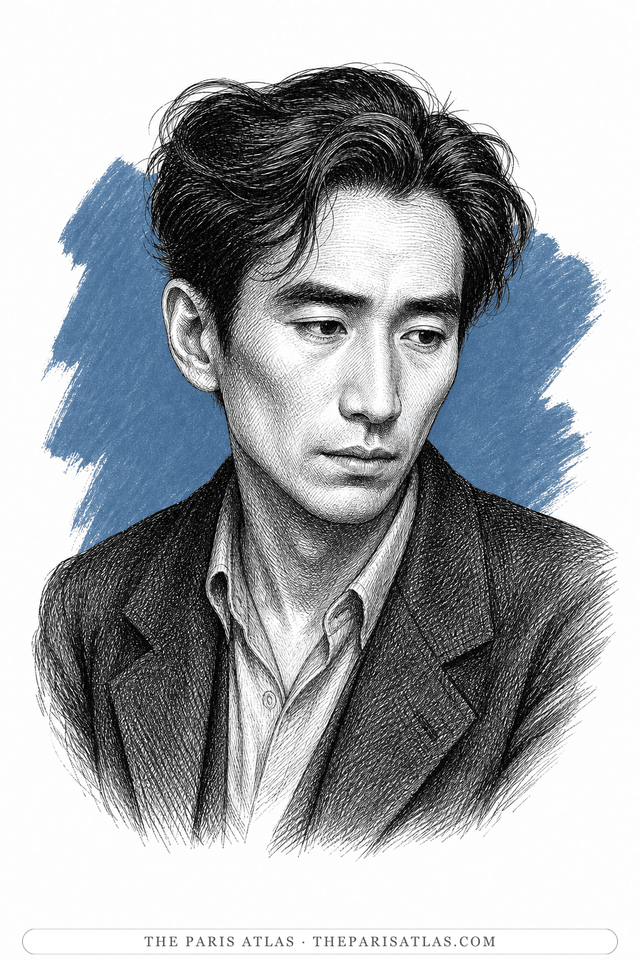 Illustrated portrait of Osamu Dazai
