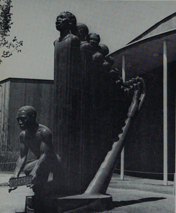 Augusta Savage's monumental plaster sculpture The Harp at the 1939 New York World's Fair
