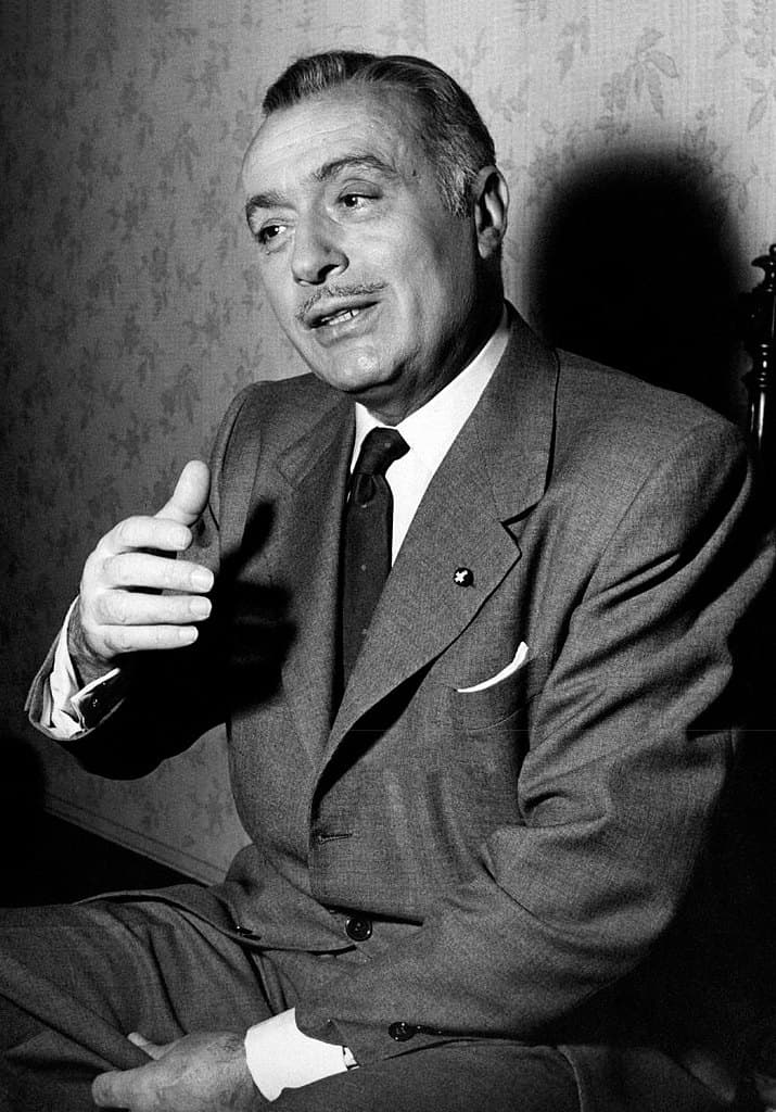 Charles Boyer photographed in profile in 1955