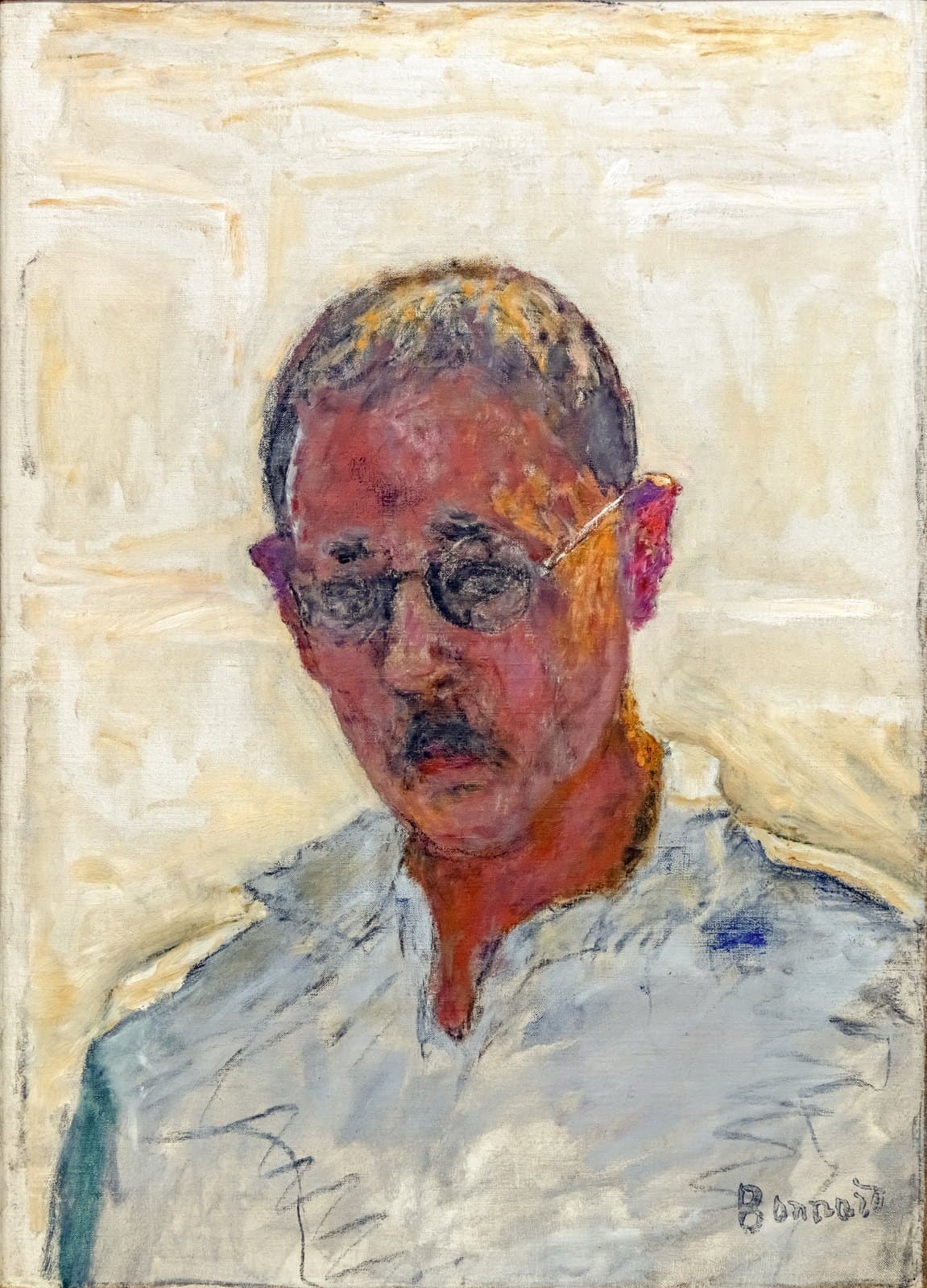 Pierre Bonnard's 1933 self-portrait in an open-collared shirt