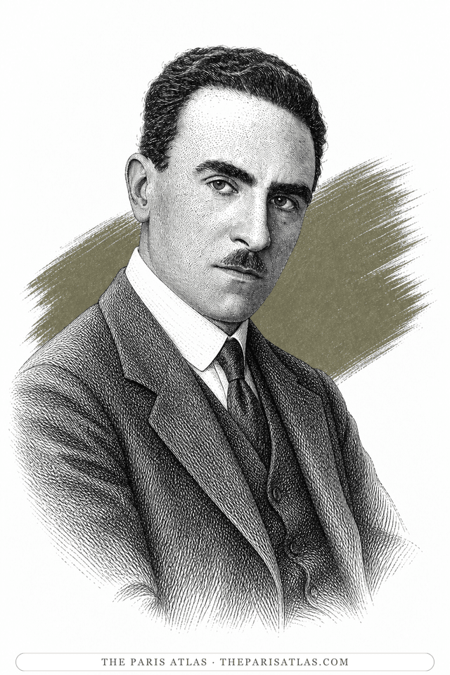 Illustrated portrait of Sax Rohmer