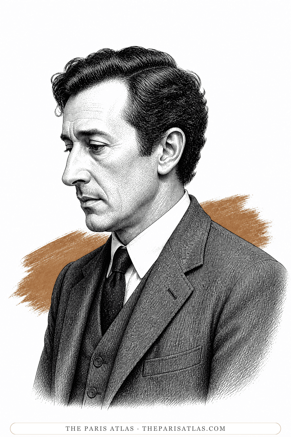 Illustrated portrait of Sébastien Japrisot