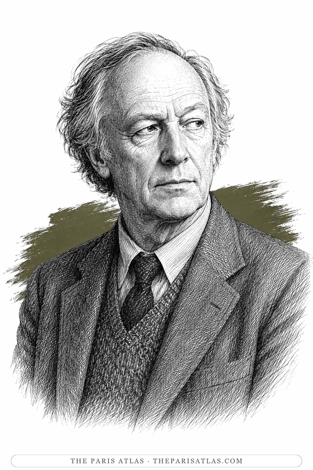 Illustrated portrait of William Golding