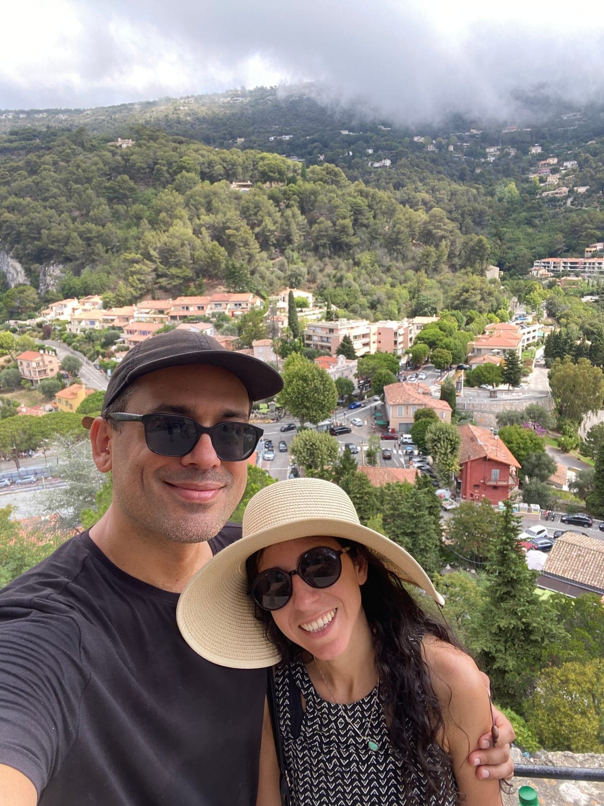 Adriana and Nathan above the rooftops of Èze-Bord-de-Mer