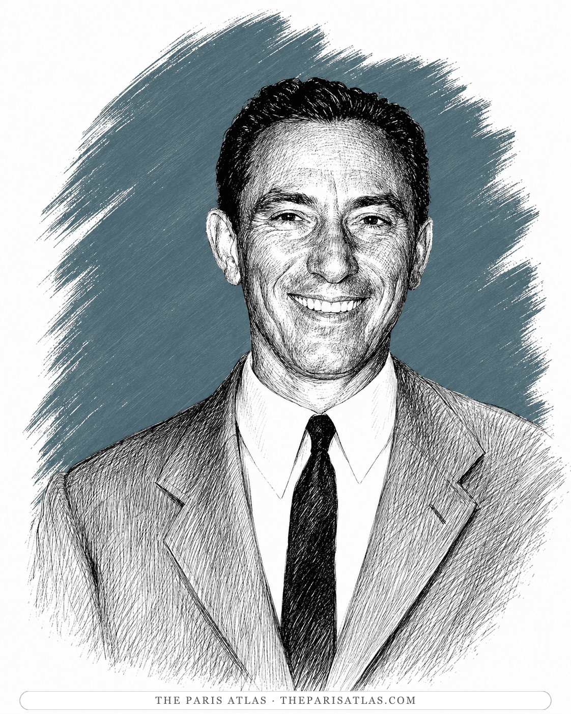 Illustrated portrait of A. E. Hotchner