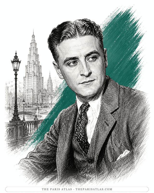 Illustrated portrait of F. Scott Fitzgerald