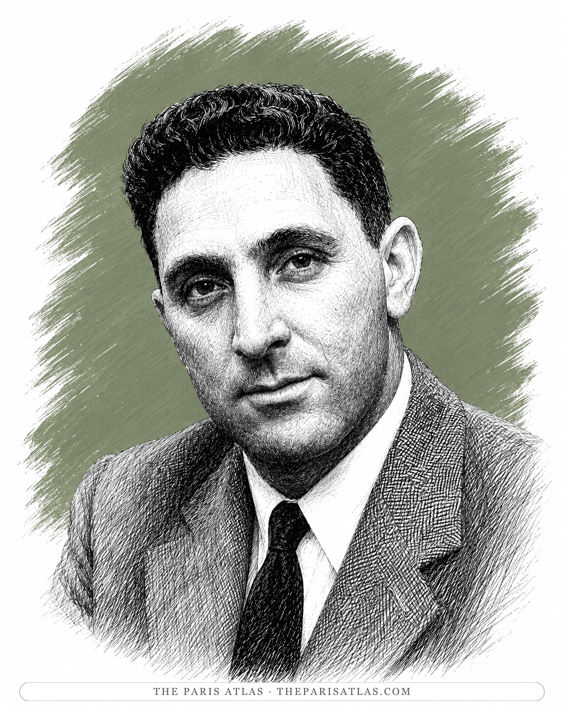 Illustrated portrait of Irwin Shaw