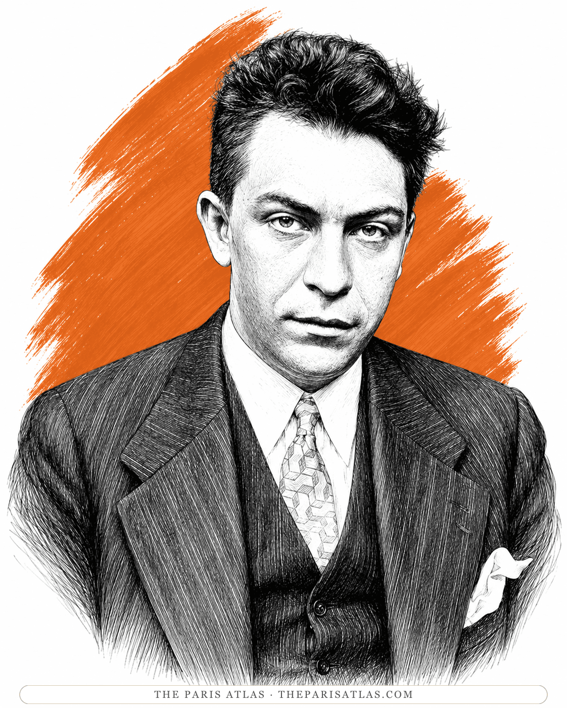 Illustrated portrait of Manuel Chaves Nogales