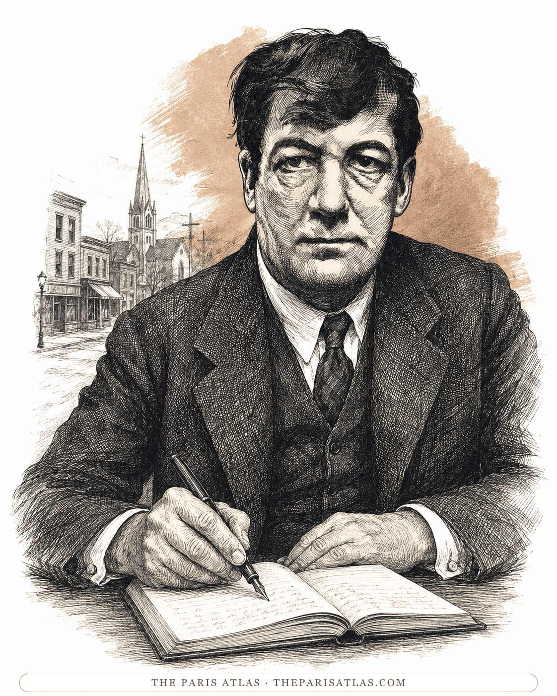 Illustrated portrait of Sherwood Anderson