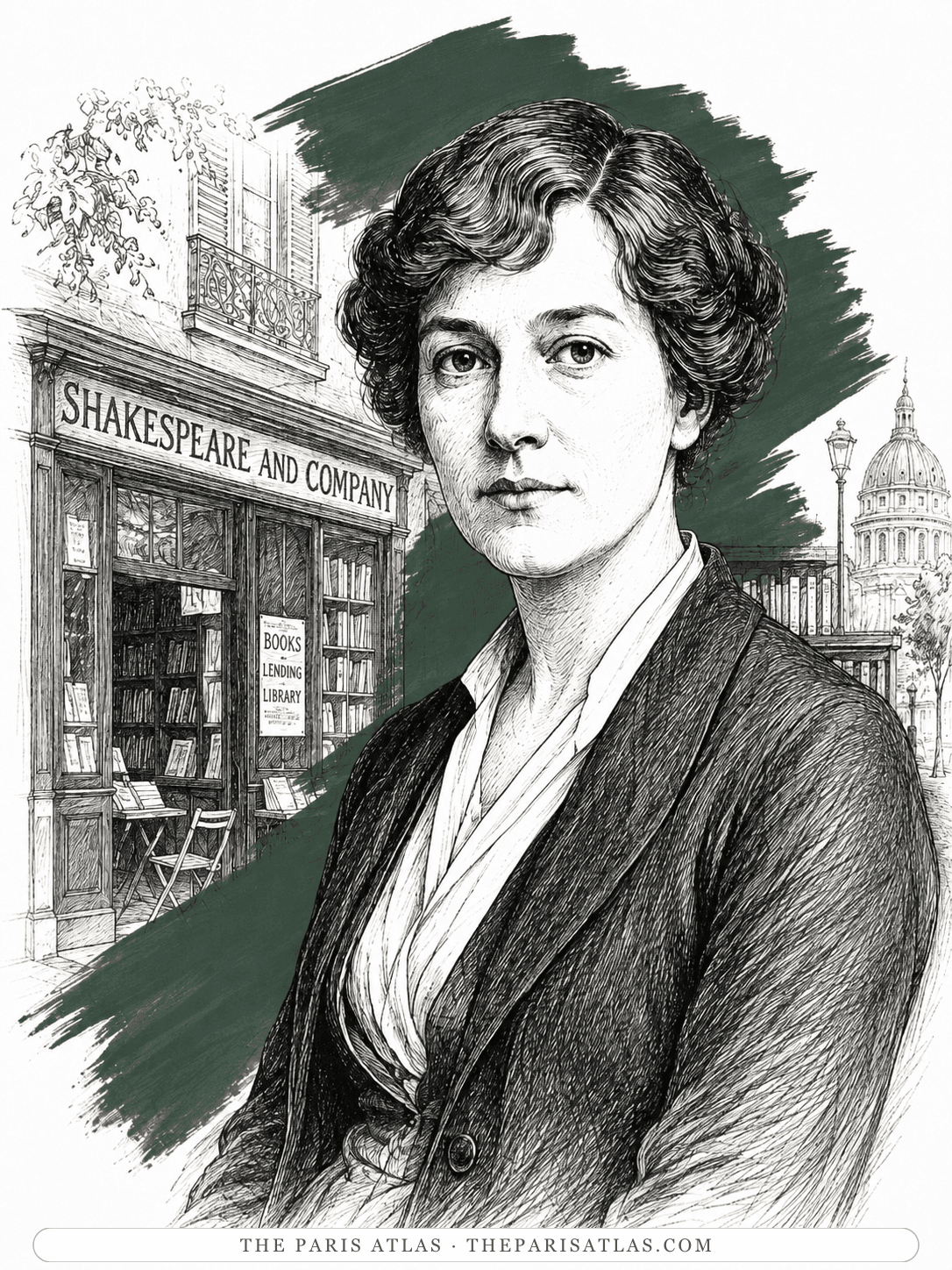 Illustrated portrait of Sylvia Beach