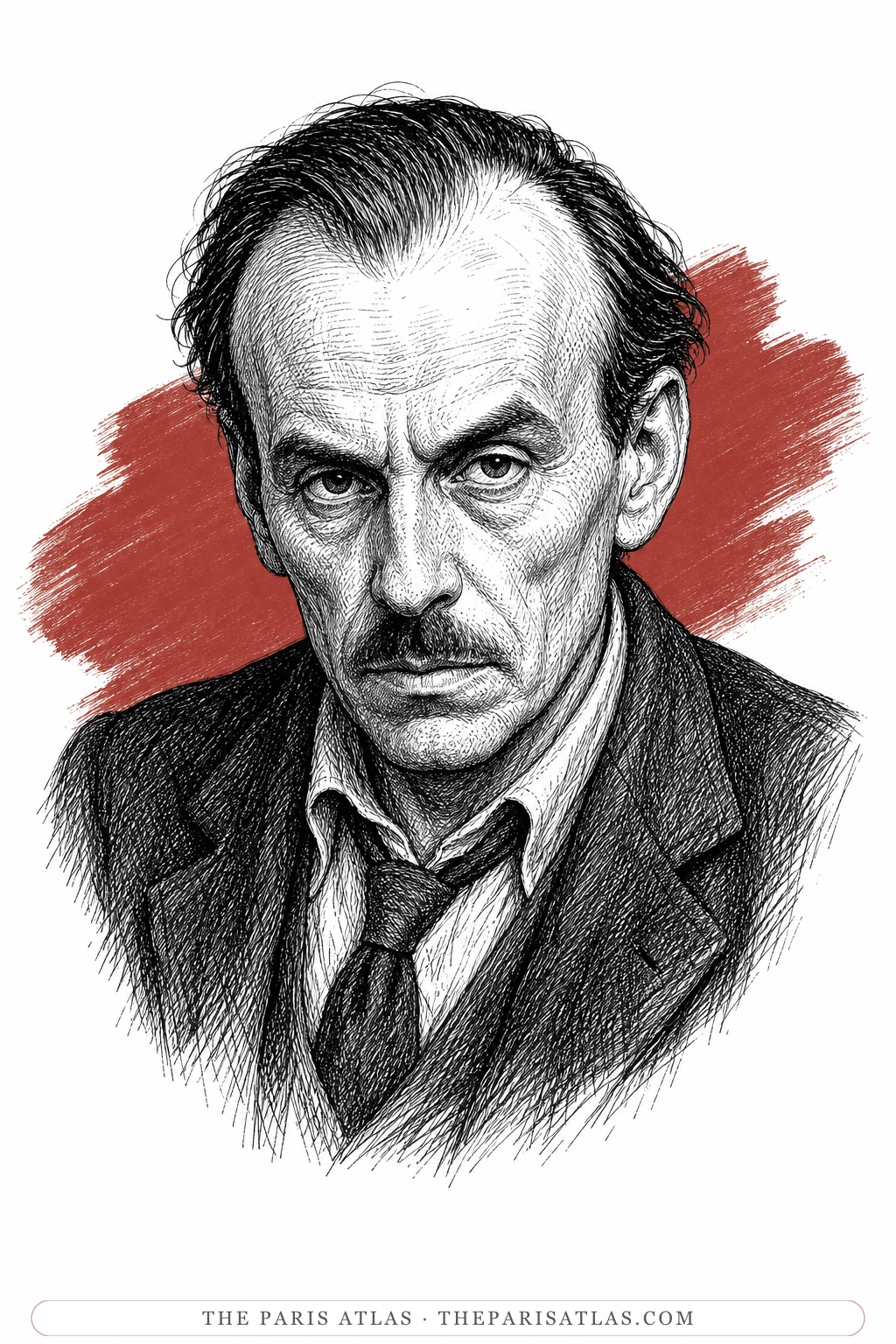 Illustrated portrait of Louis-Ferdinand Céline