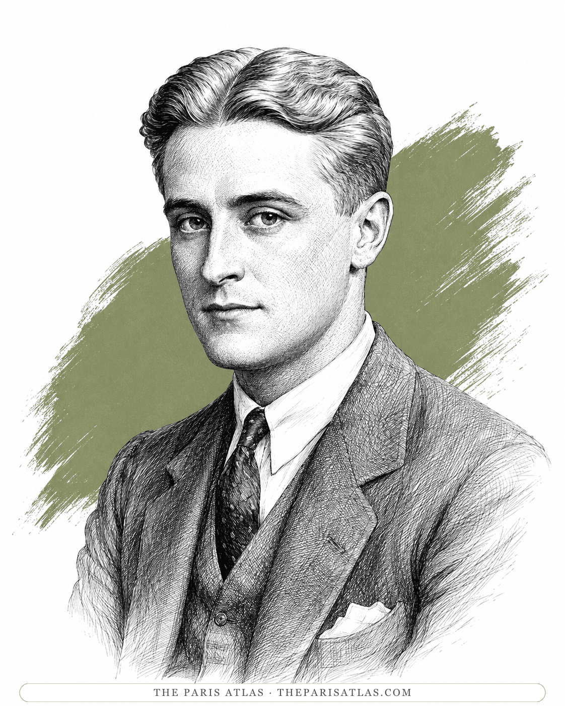 Illustrated portrait of F. Scott Fitzgerald