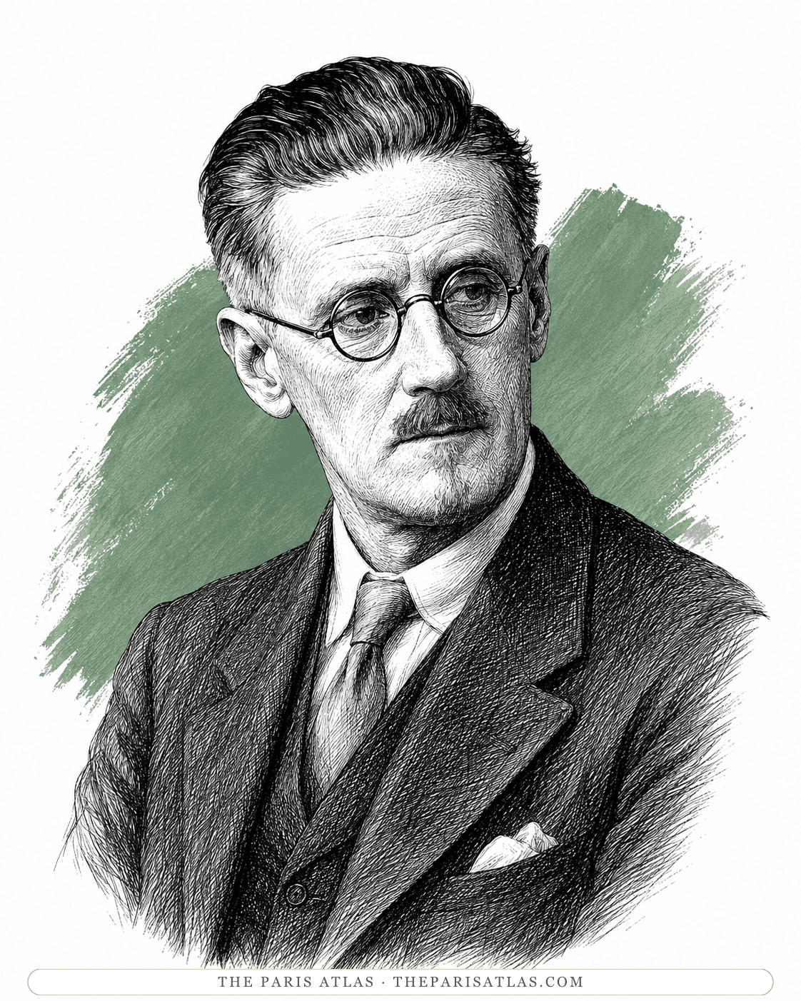 Illustrated portrait of James Joyce