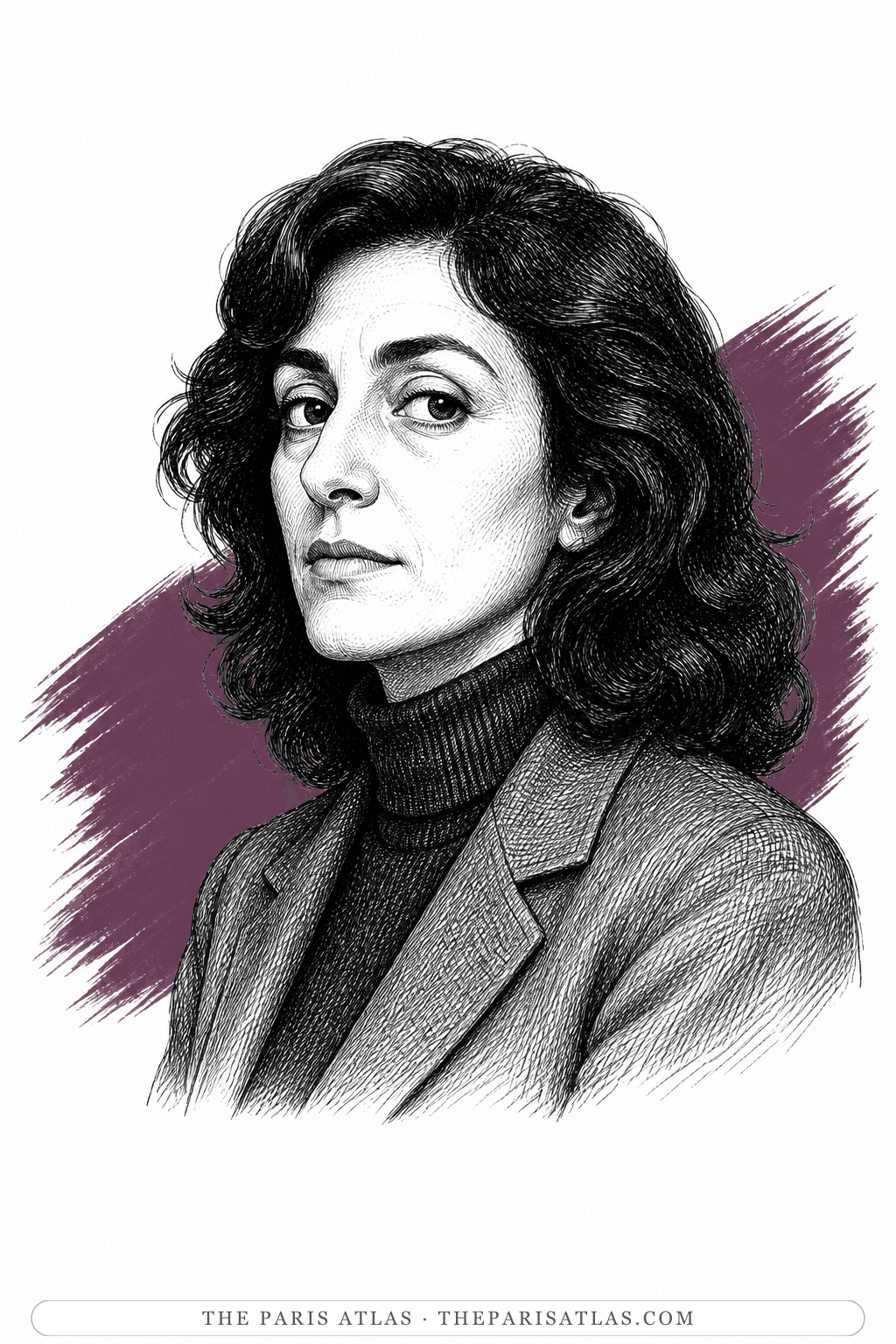 Illustrated portrait of Arlette Elkaïm-Sartre