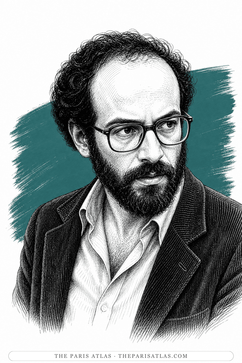 Illustrated portrait of Pierre Victor (Benny Lévy)