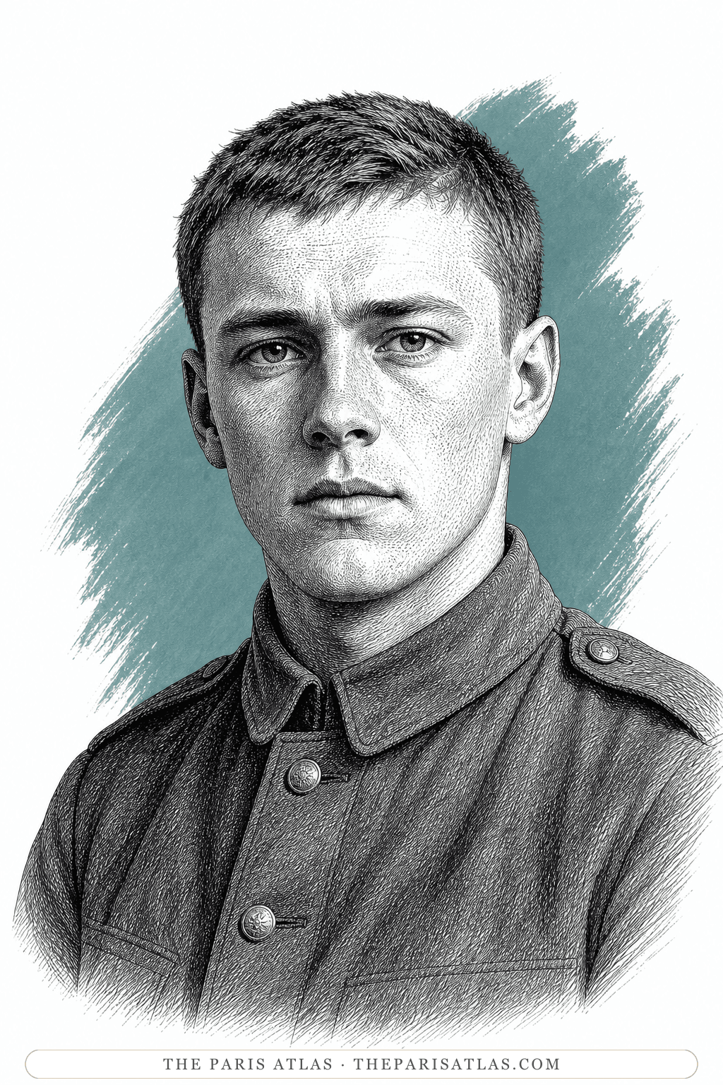 Illustrated portrait of Müller