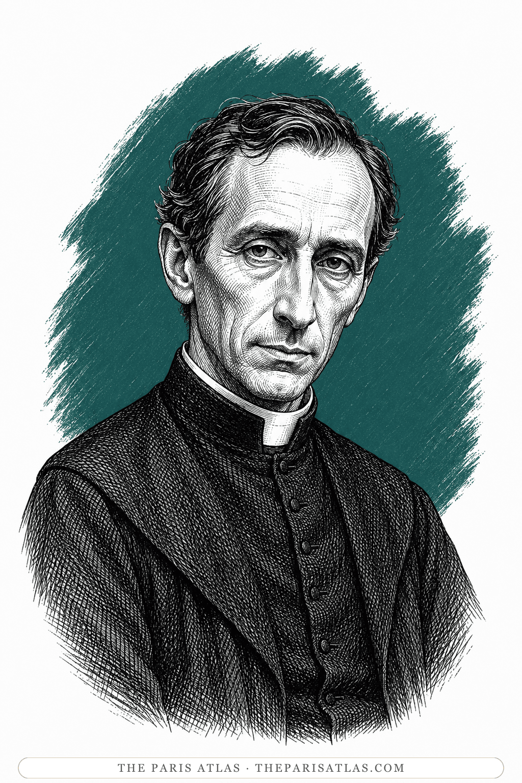 Illustrated portrait of Father Schwartz