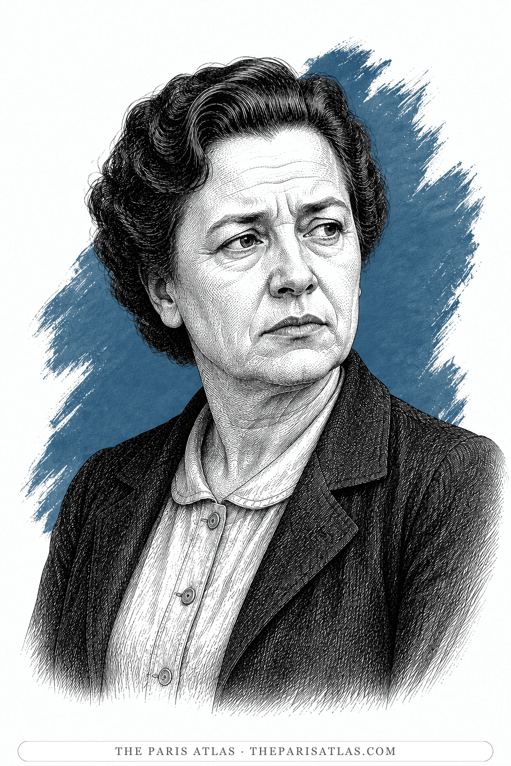 Illustrated portrait of Mrs. Hargraves and the hotel figures