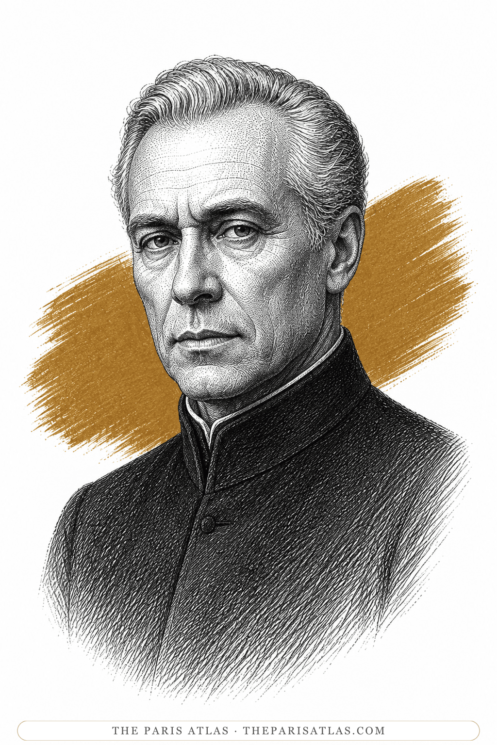 Illustrated portrait of Mustapha Mond
