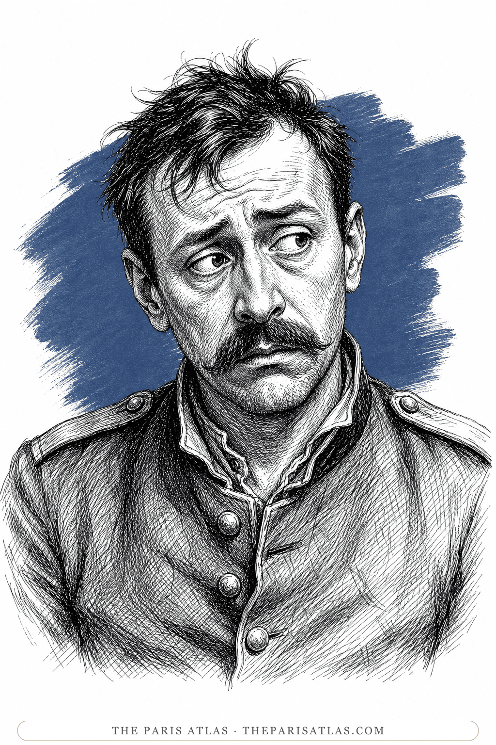 Illustrated portrait of Brigadier Le Meheu