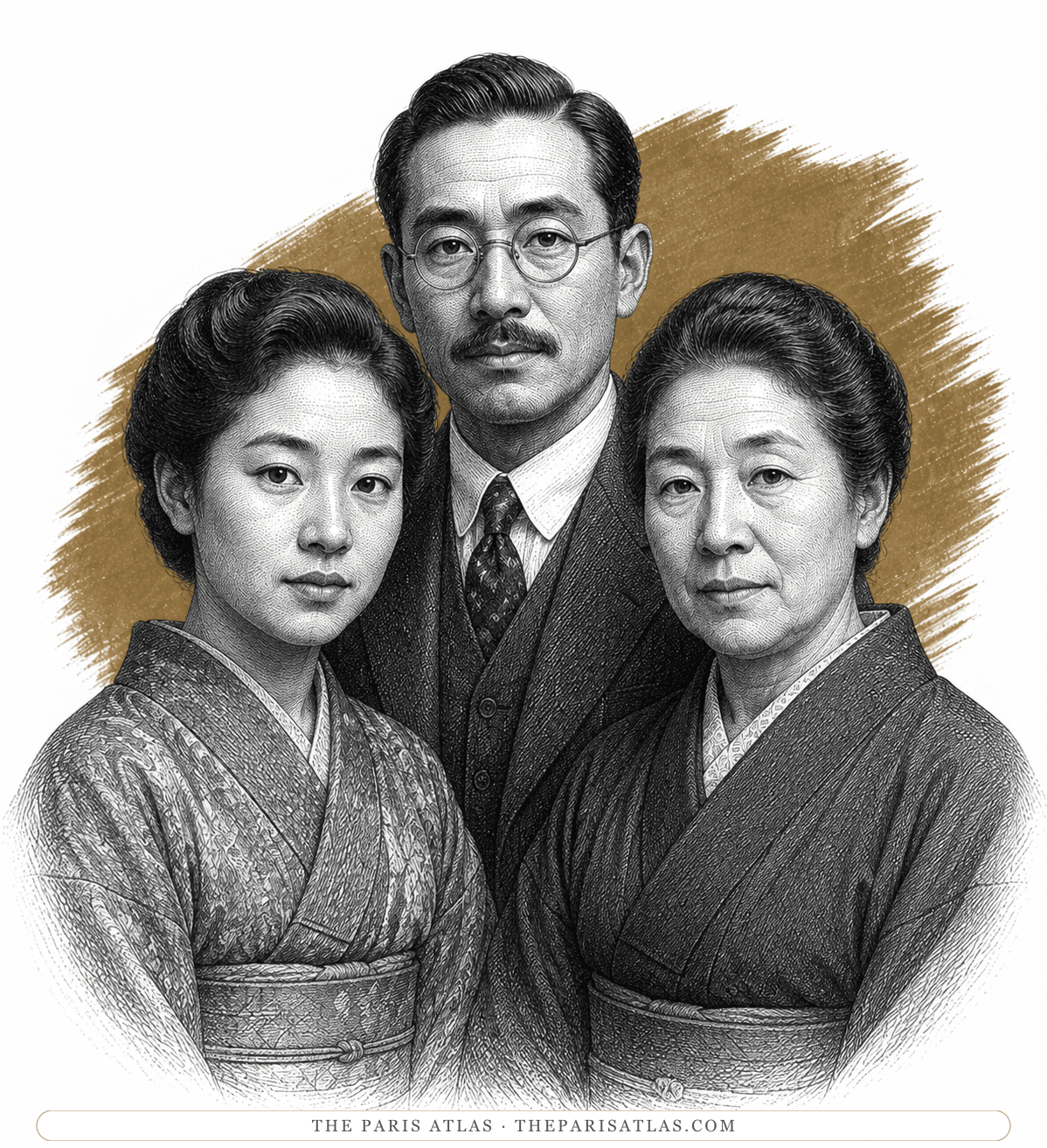 Illustrated portrait of Sonoko's family