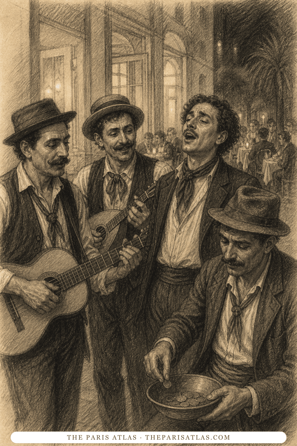 Illustrated portrait of The Street Musicians