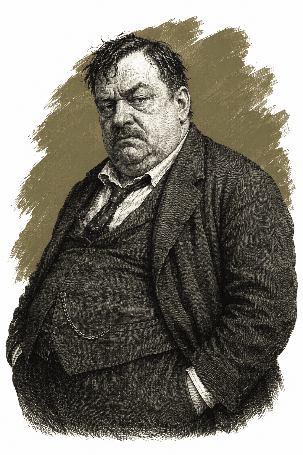Illustrated portrait of Mr Tom Kernan