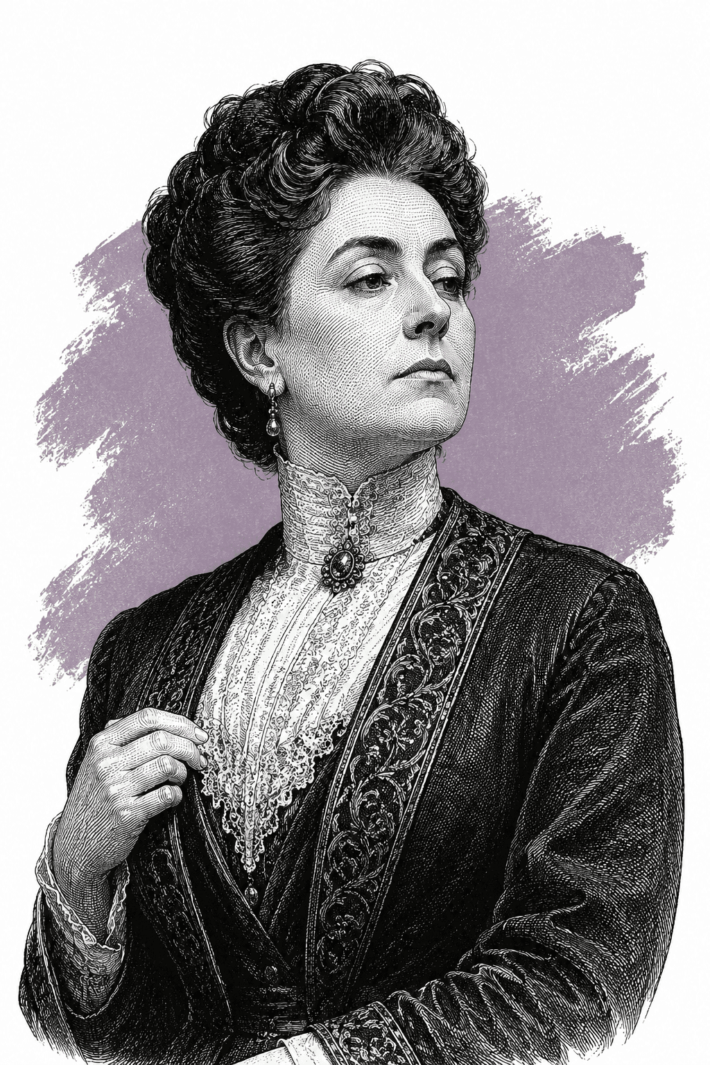 Illustrated portrait of Mrs Kearney