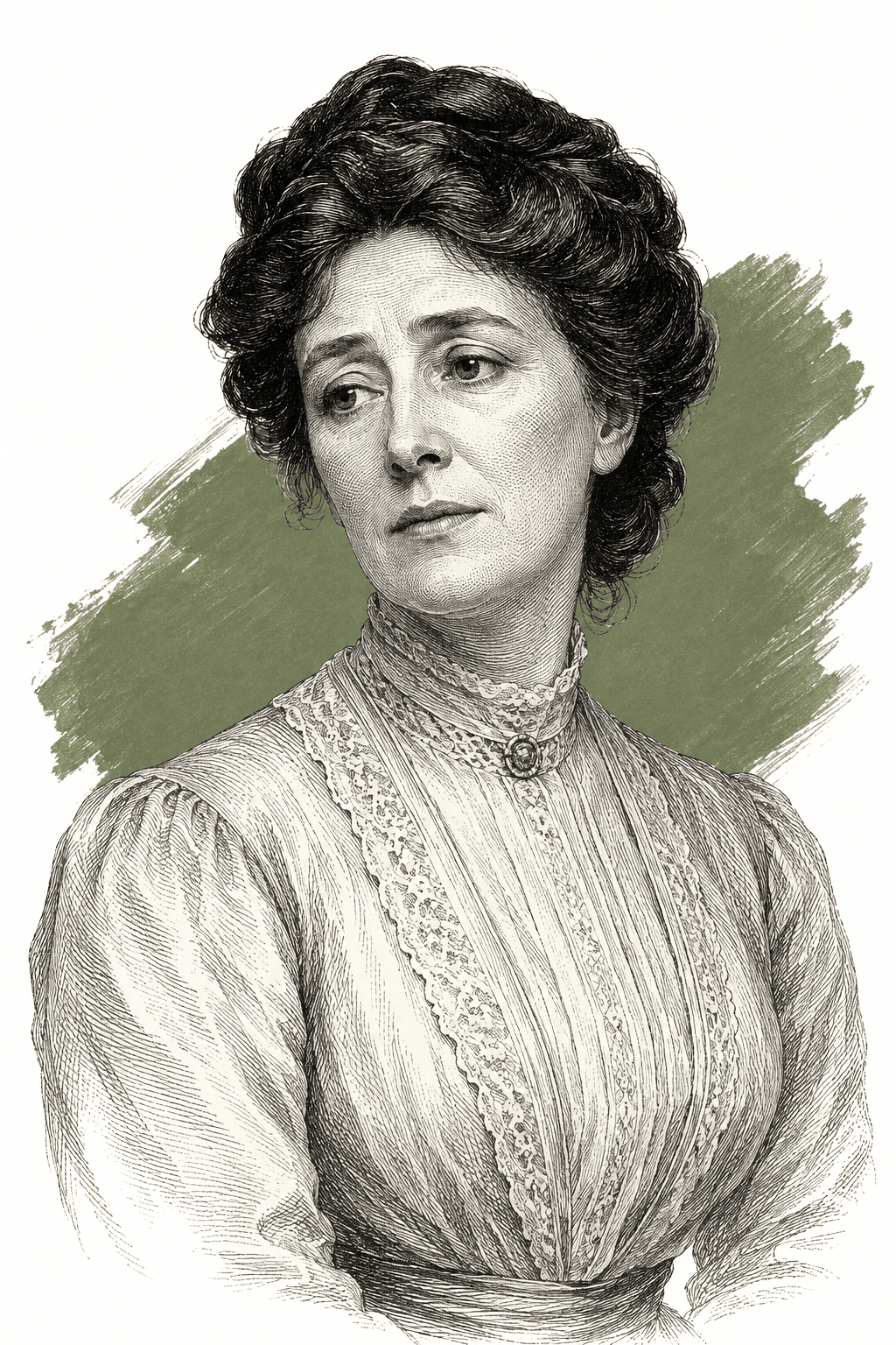 Illustrated portrait of Mrs Emily Sinico