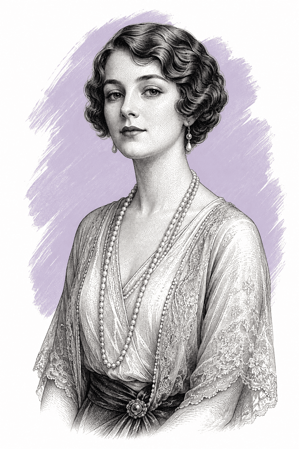 Illustrated portrait of Evylyn Piper