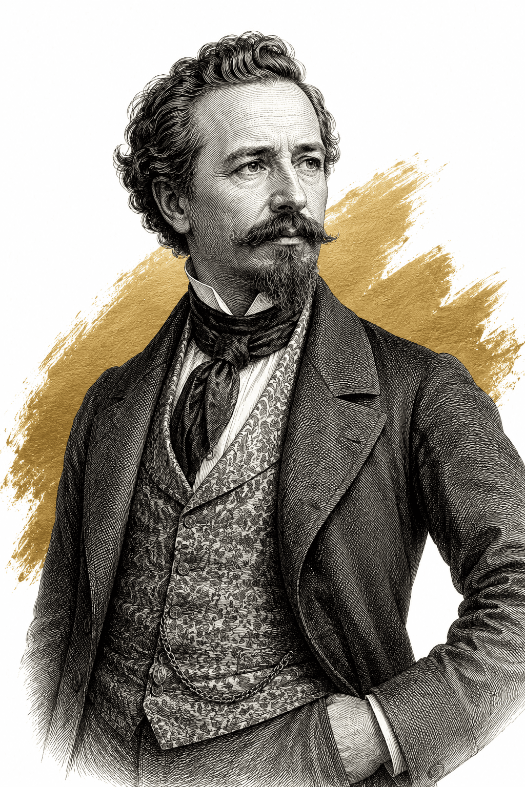 Illustrated portrait of Johann August Sutter