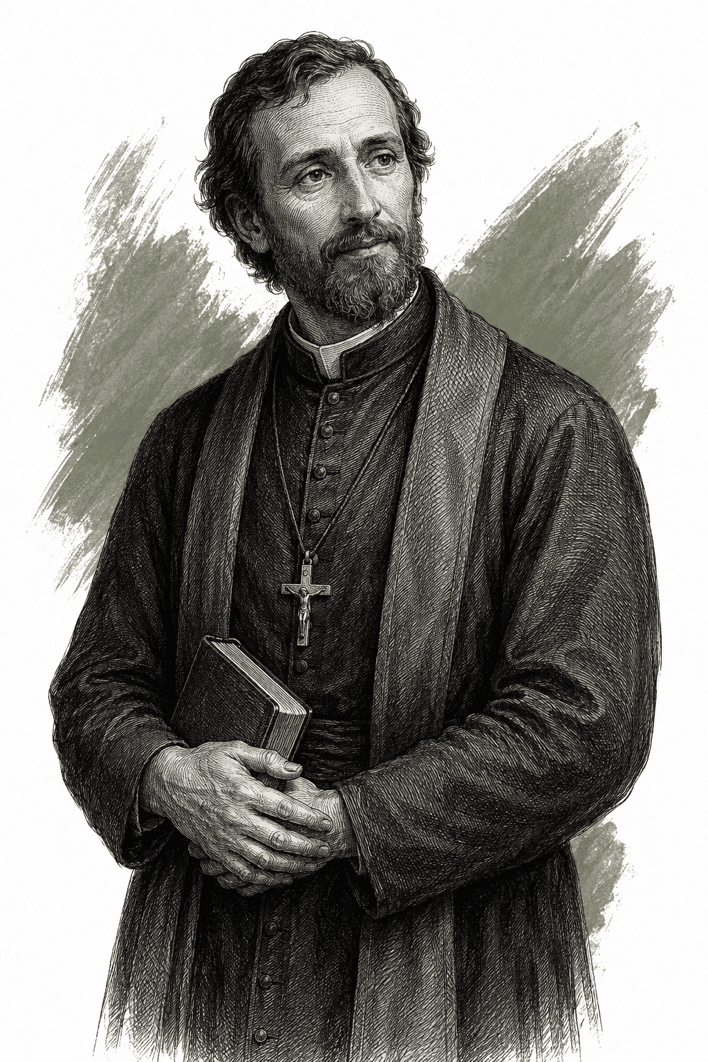 Illustrated portrait of Père Gabriel