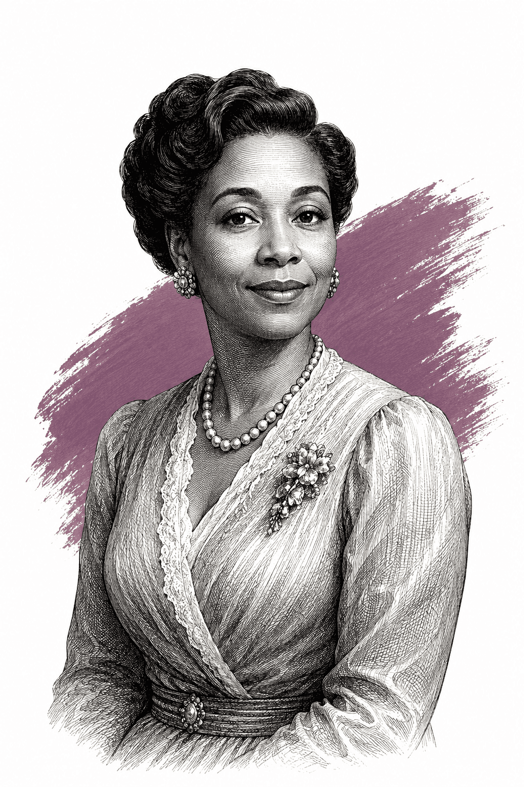 Illustrated portrait of Mrs. Bertha Flowers