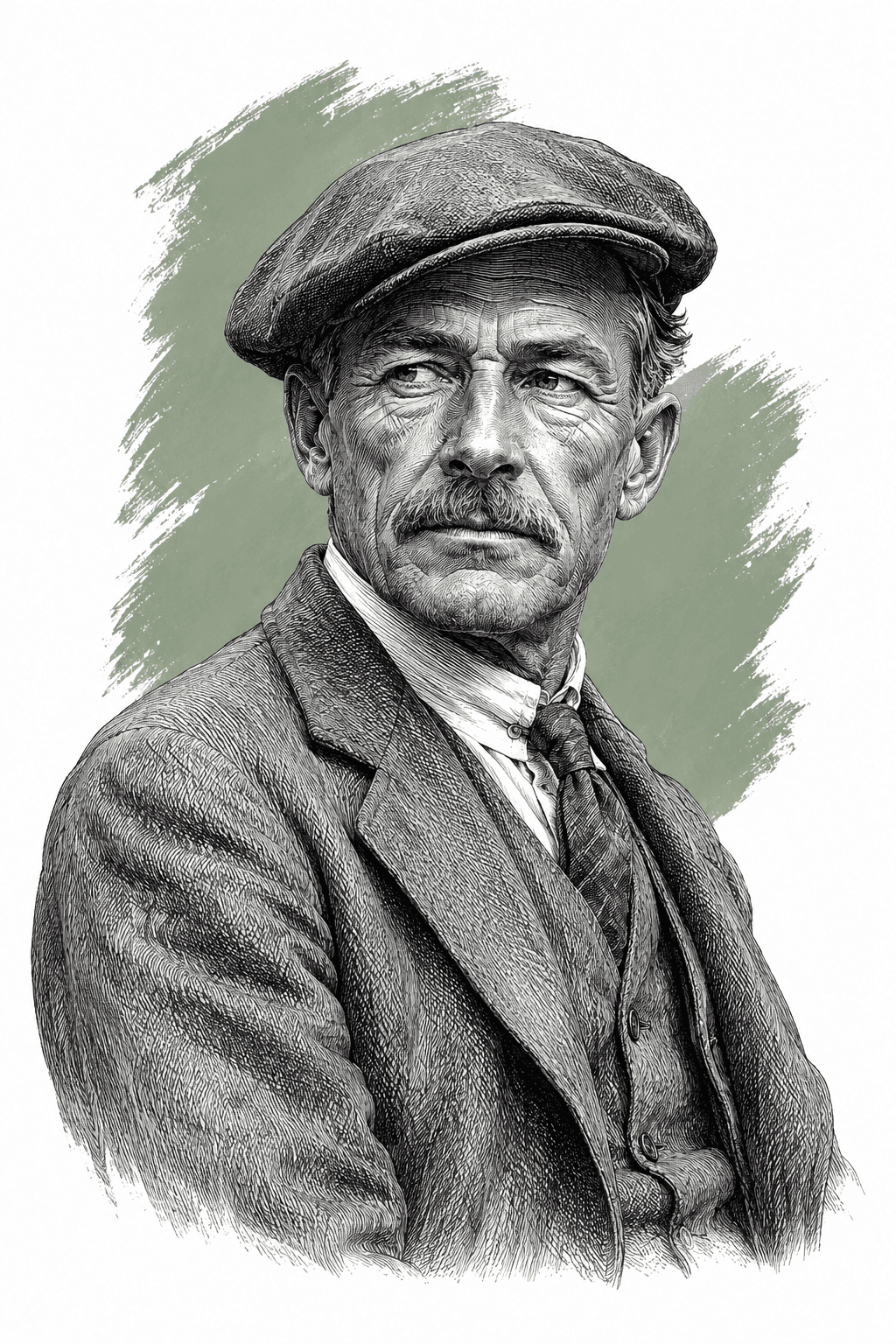 Illustrated portrait of Joe's old man