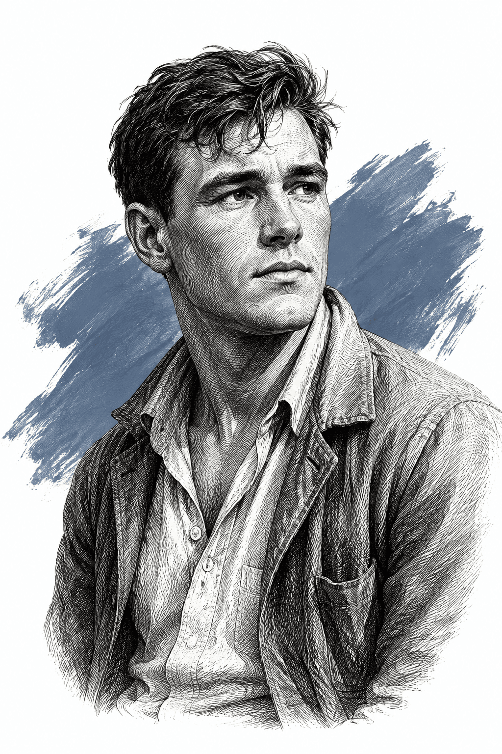 Illustrated portrait of Nick Adams